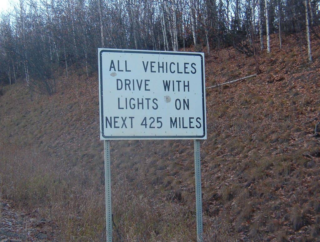 lights on 425 miles alaska sign