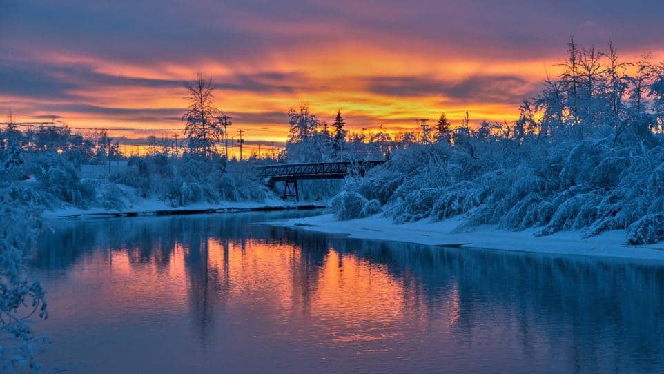 beautiful winter sunset fairbanks ak